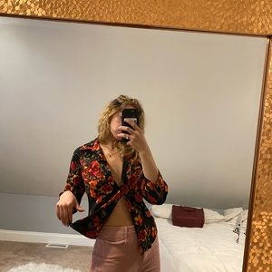 High quality floral black blouse
